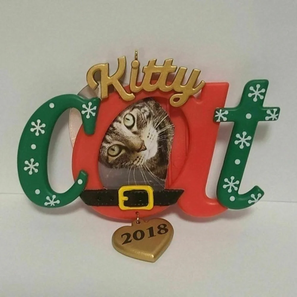 Hallmark Keepsake Kitty Cat Christmas Tree Photo Holder Ornament 2018‎ Picture